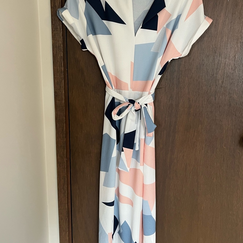 Geometric Print Wrap Dress